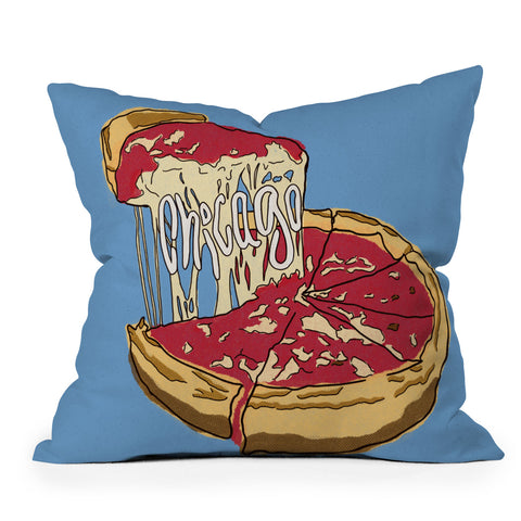 Society6 Design Studio Chicago Deep Dish Heart Outdoor Throw Pillow