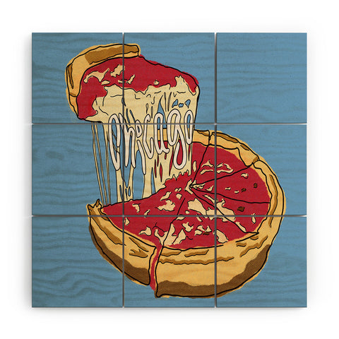 Society6 Design Studio Chicago Deep Dish Heart Wood Wall Mural