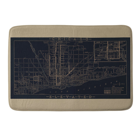 Society6 Design Studio Chicago Elevated Map 1913 Black Memory Foam Bath Mat