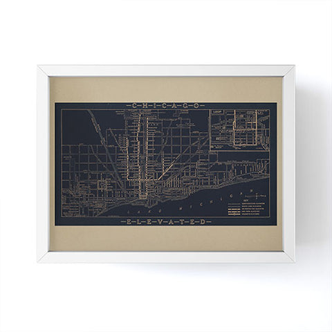 Society6 Design Studio Chicago Elevated Map 1913 Black Framed Mini Art Print