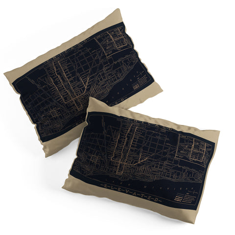 Society6 Design Studio Chicago Elevated Map 1913 Black Pillow Shams