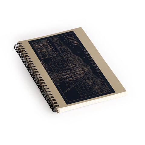 Society6 Design Studio Chicago Elevated Map 1913 Black Spiral Notebook