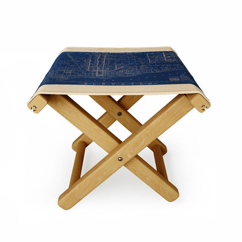 Society6 Design Studio Chicago Elevated Map 1913 Blue Folding Stool