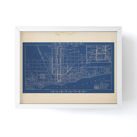 Society6 Design Studio Chicago Elevated Map 1913 Blue Framed Mini Art Print