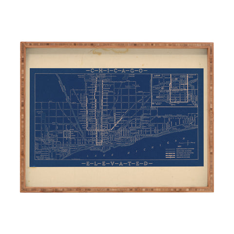 Society6 Design Studio Chicago Elevated Map 1913 Blue Rectangular Tray