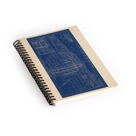 Society6 Design Studio Chicago Elevated Map 1913 Blue Spiral Notebook