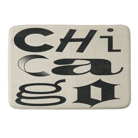 Society6 Design Studio Chicago Found Text Memory Foam Bath Mat