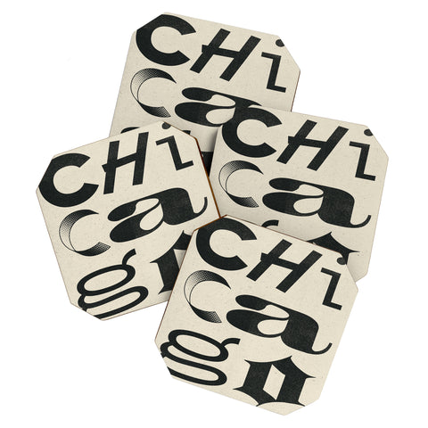 Society6 Design Studio Chicago Found Text Coaster Set