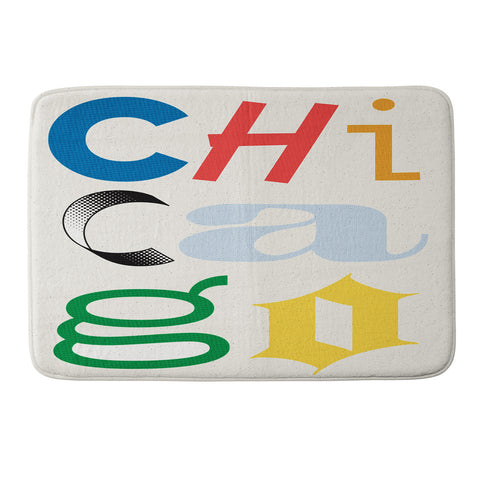 Society6 Design Studio Chicago Found Text Colors Memory Foam Bath Mat