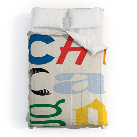 Society6 Design Studio Chicago Found Text Colors Comforter