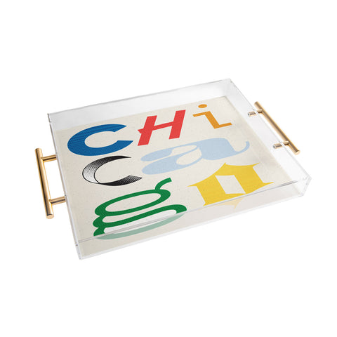 Society6 Design Studio Chicago Found Text Colors Acrylic Tray