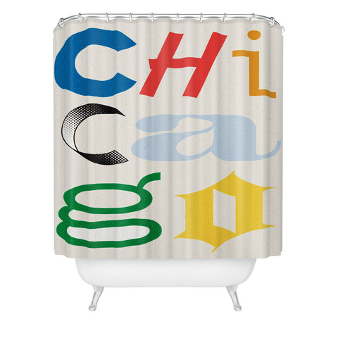 Society6 Design Studio Chicago Found Text Colors Shower Curtain