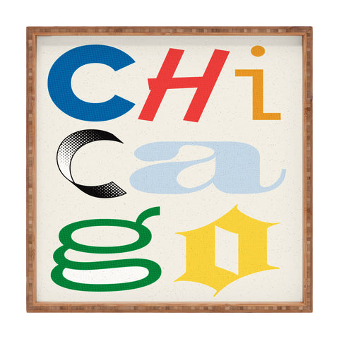 Society6 Design Studio Chicago Found Text Colors Square Tray