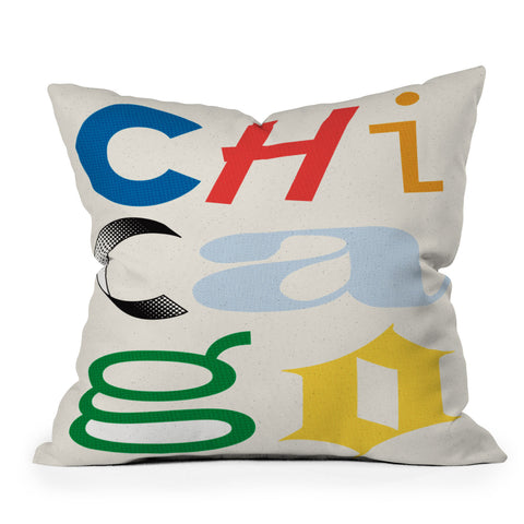 Society6 Design Studio Chicago Found Text Colors Outdoor Throw Pillow