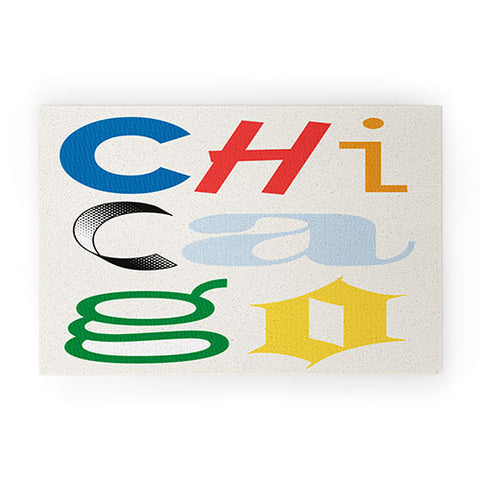 Society6 Design Studio Chicago Found Text Colors Welcome Mat