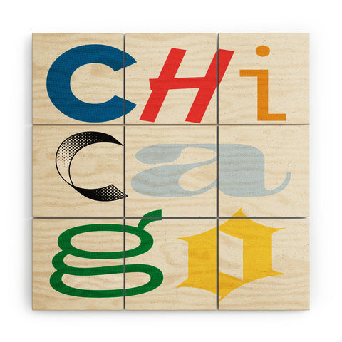 Society6 Design Studio Chicago Found Text Colors Wood Wall Mural