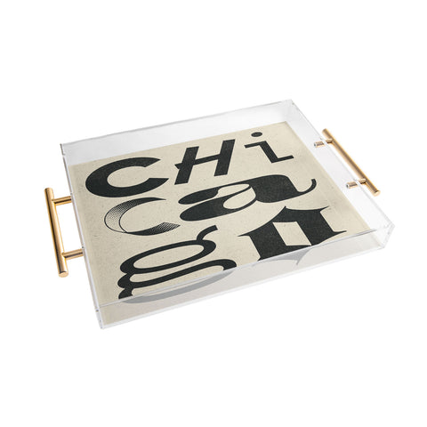 Society6 Design Studio Chicago Found Text Acrylic Tray