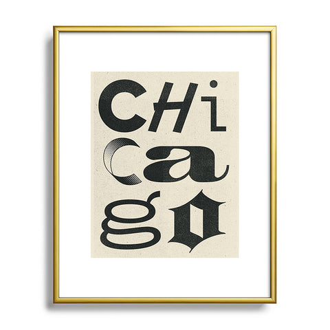 Society6 Design Studio Chicago Found Text Metal Framed Art Print