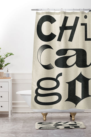 Society6 Design Studio Chicago Found Text Shower Curtain And Mat
