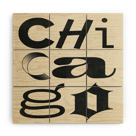 Society6 Design Studio Chicago Found Text Wood Wall Mural