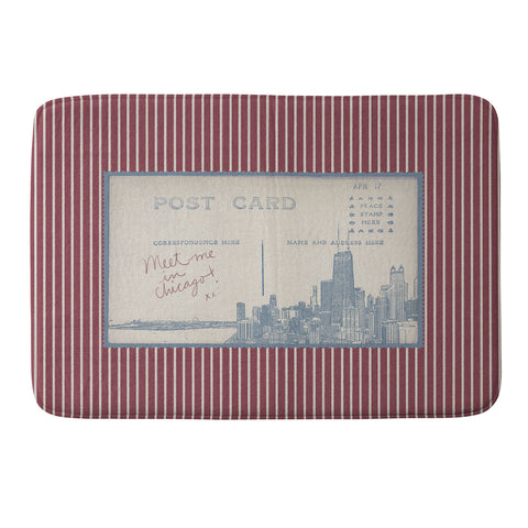 Society6 Design Studio Chicago Postcard Memory Foam Bath Mat