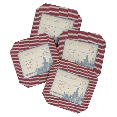 Society6 Design Studio Chicago Postcard Coaster Set