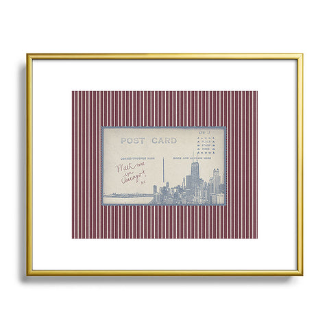 Society6 Design Studio Chicago Postcard Metal Framed Art Print