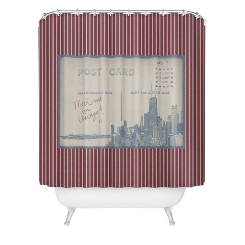 Society6 Design Studio Chicago Postcard Shower Curtain