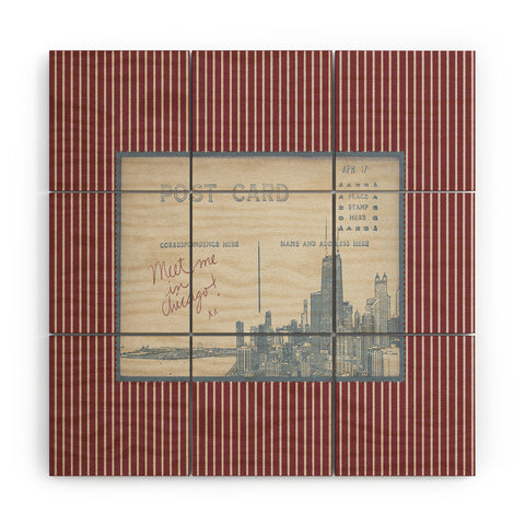 Society6 Design Studio Chicago Postcard Wood Wall Mural
