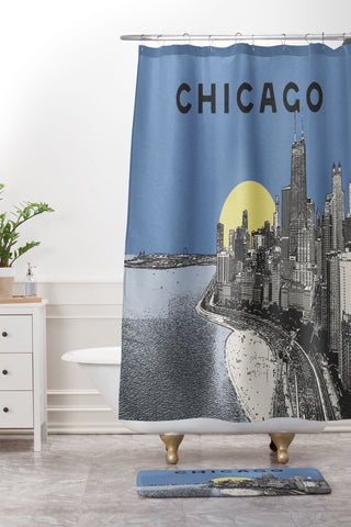 Society6 Design Studio Chicago Skyline Print Shower Curtain And Mat