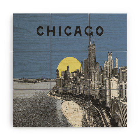Society6 Design Studio Chicago Skyline Print Wood Wall Mural
