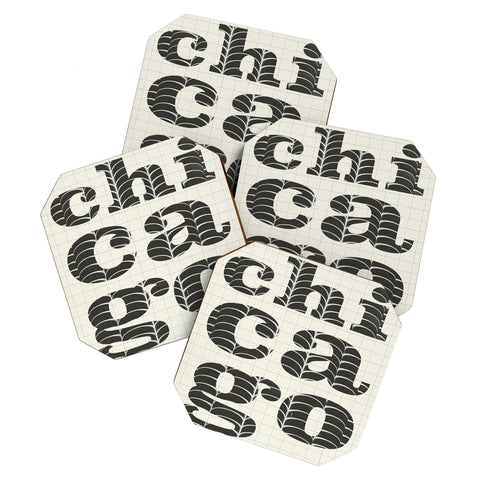 Society6 Design Studio Chicago Towers Patterned Text Coaster Set