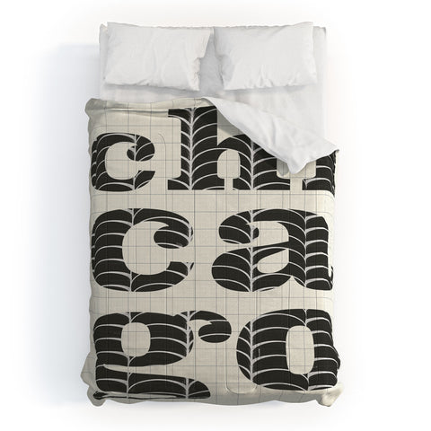 Society6 Design Studio Chicago Towers Patterned Text Comforter