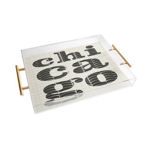 Society6 Design Studio Chicago Towers Patterned Text Acrylic Tray