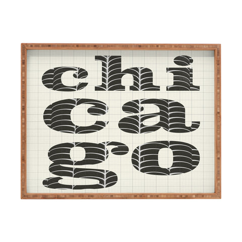 Society6 Design Studio Chicago Towers Patterned Text Rectangular Tray