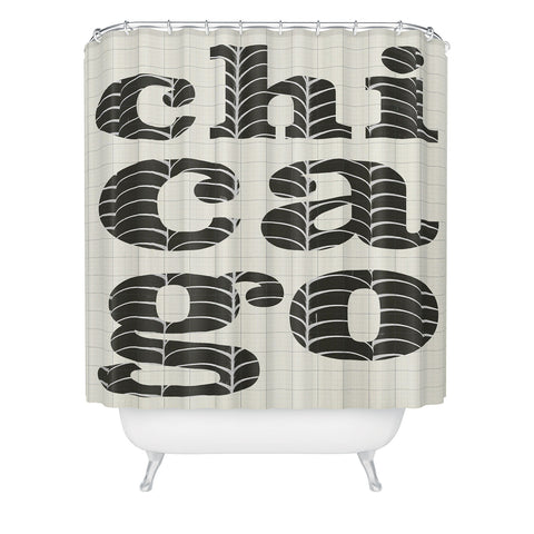 Society6 Design Studio Chicago Towers Patterned Text Shower Curtain
