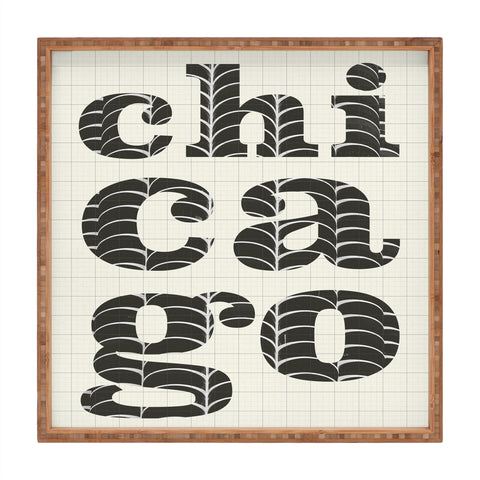 Society6 Design Studio Chicago Towers Patterned Text Square Tray
