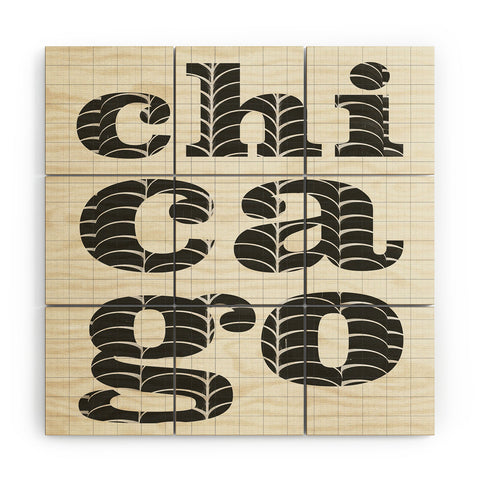 Society6 Design Studio Chicago Towers Patterned Text Wood Wall Mural