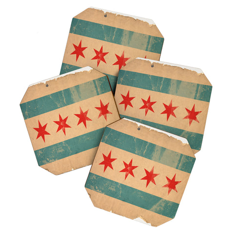 Society6 Design Studio Chicago Vintage Flag Coaster Set