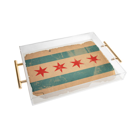 Society6 Design Studio Chicago Vintage Flag Acrylic Tray