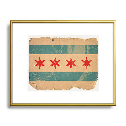 Society6 Design Studio Chicago Vintage Flag Metal Framed Art Print