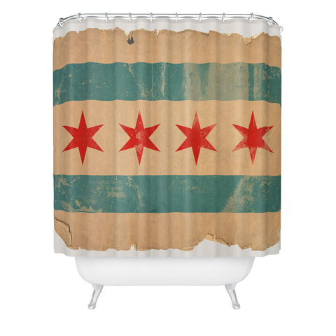 Society6 Design Studio Chicago Vintage Flag Shower Curtain
