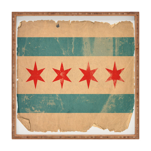 Society6 Design Studio Chicago Vintage Flag Square Tray