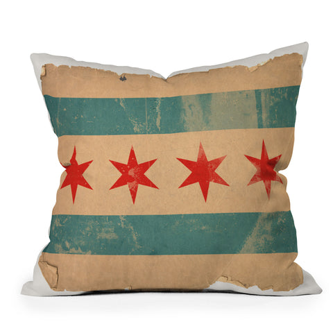 Society6 Design Studio Chicago Vintage Flag Outdoor Throw Pillow