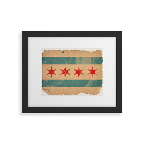 Society6 Design Studio Chicago Vintage Flag Framed Art Print