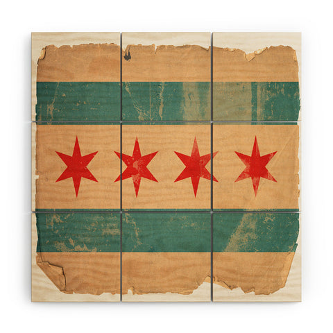 Society6 Design Studio Chicago Vintage Flag Wood Wall Mural