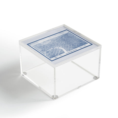 Society6 Design Studio Columbus Bird Eye View 1872 Blue Acrylic Box