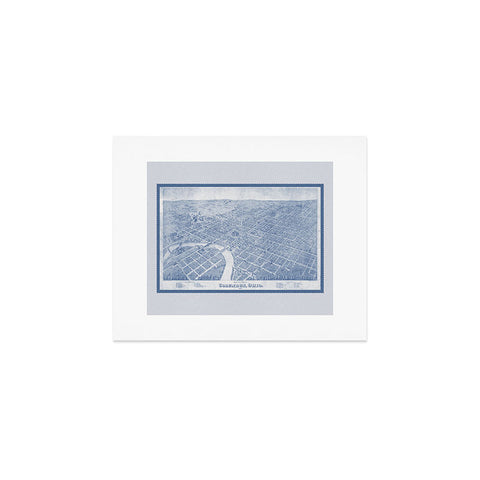 Society6 Design Studio Columbus Bird Eye View 1872 Blue Art Print