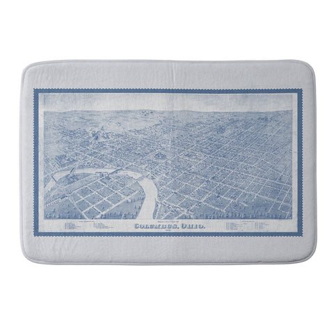 Society6 Design Studio Columbus Bird Eye View 1872 Blue Memory Foam Bath Mat