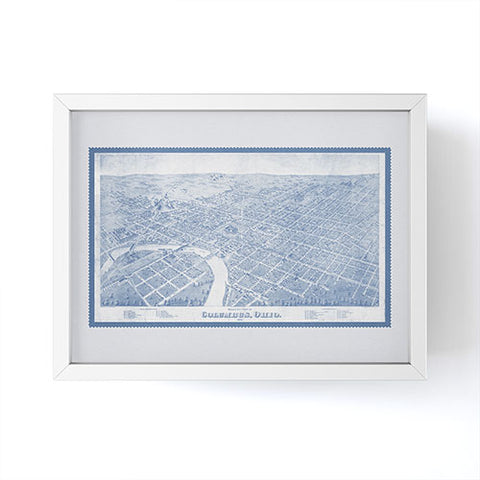 Society6 Design Studio Columbus Bird Eye View 1872 Blue Framed Mini Art Print